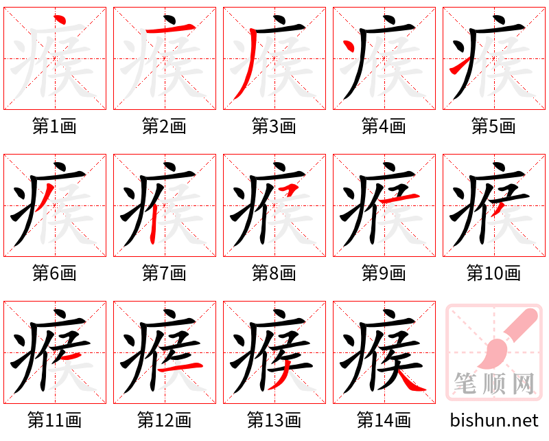 瘊 笔顺规范