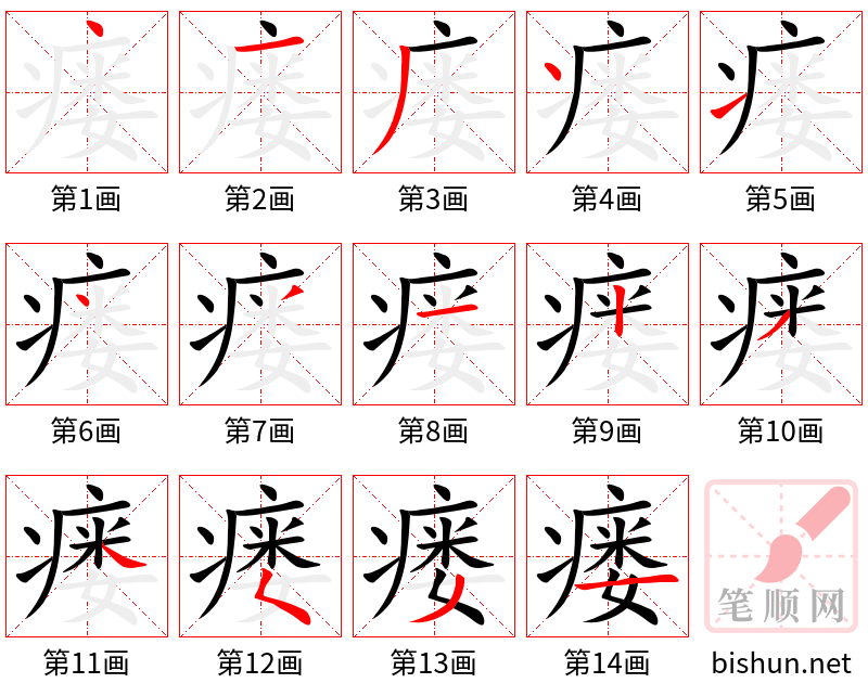 瘘 笔顺规范