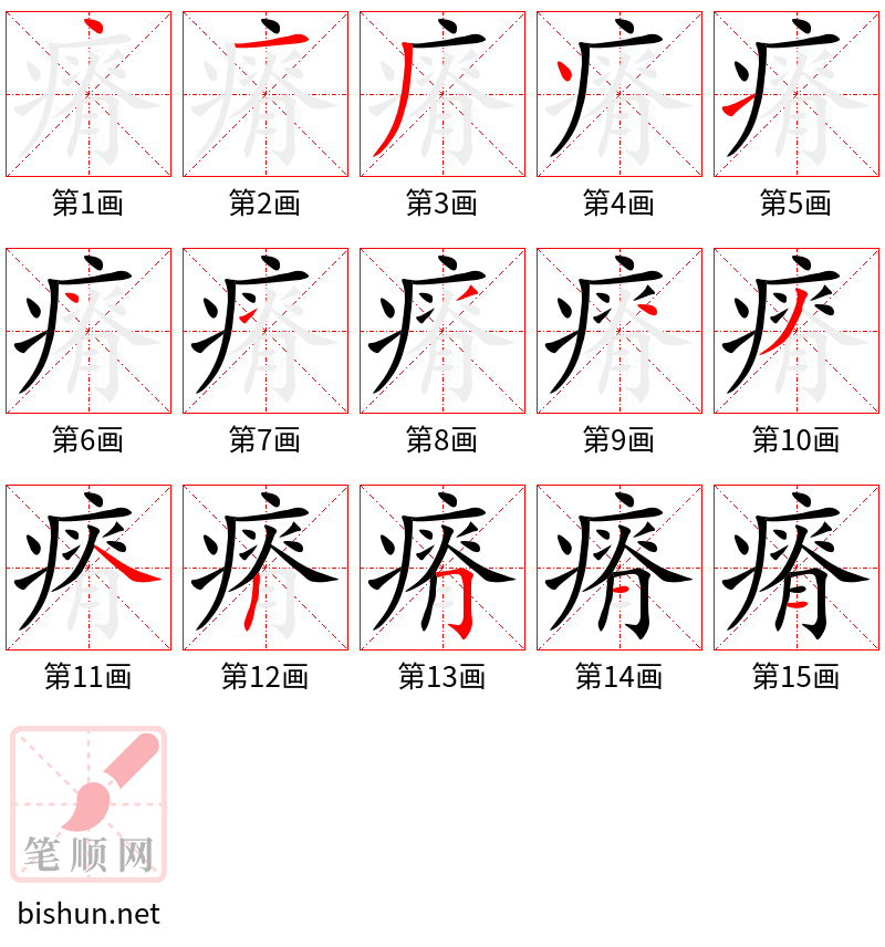 瘠 笔顺规范