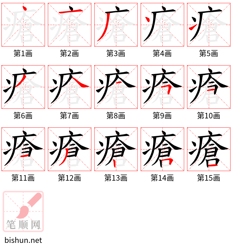 瘡 笔顺规范