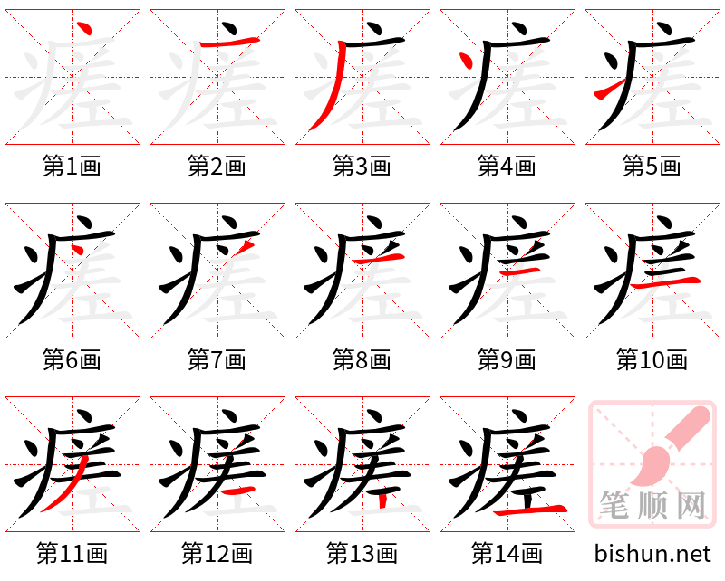 瘥 笔顺规范