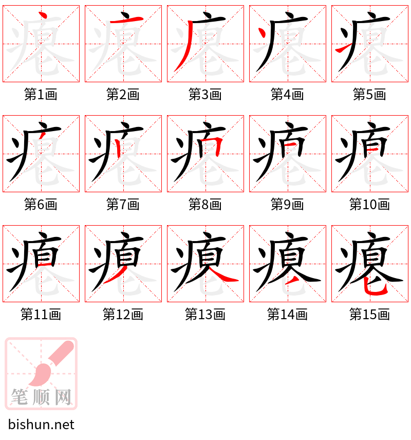 瘪 笔顺规范