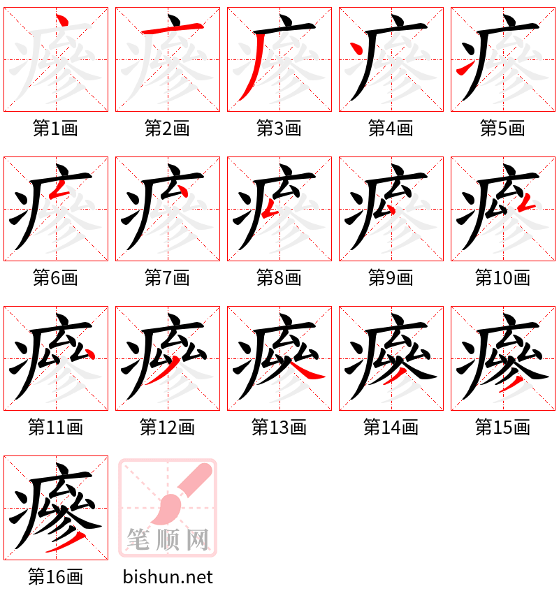 瘮 笔顺规范