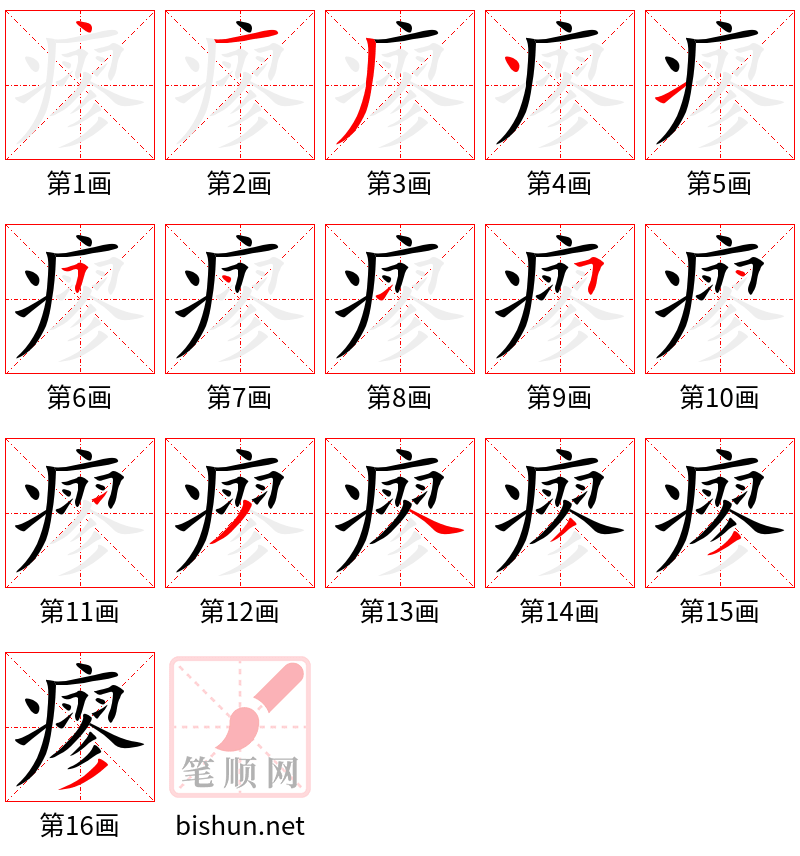 瘳 笔顺规范