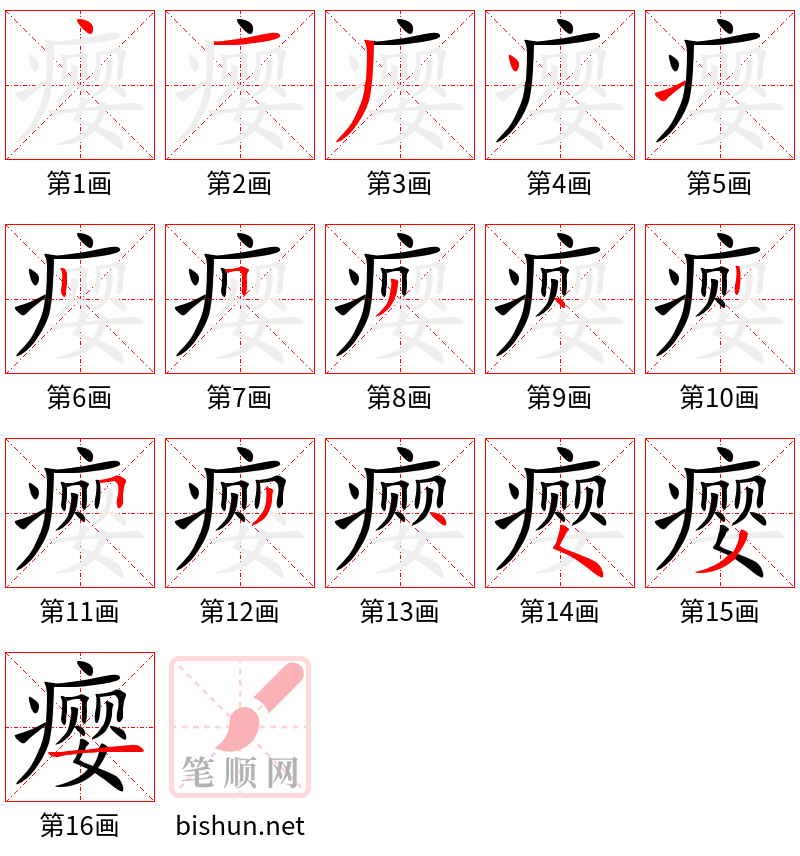 瘿 笔顺规范