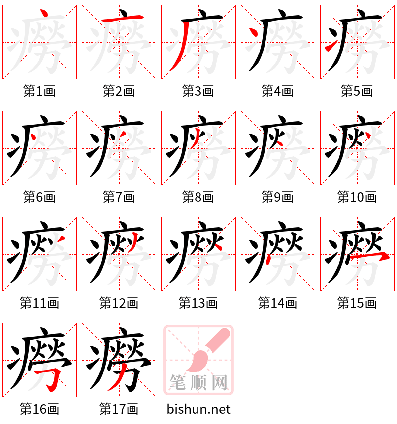 癆 笔顺规范