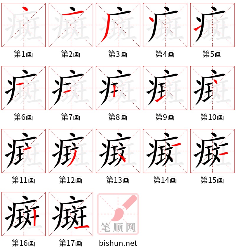 癍 笔顺规范