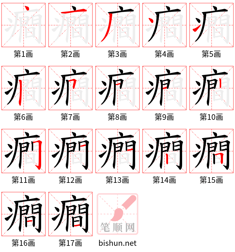 癎 笔顺规范