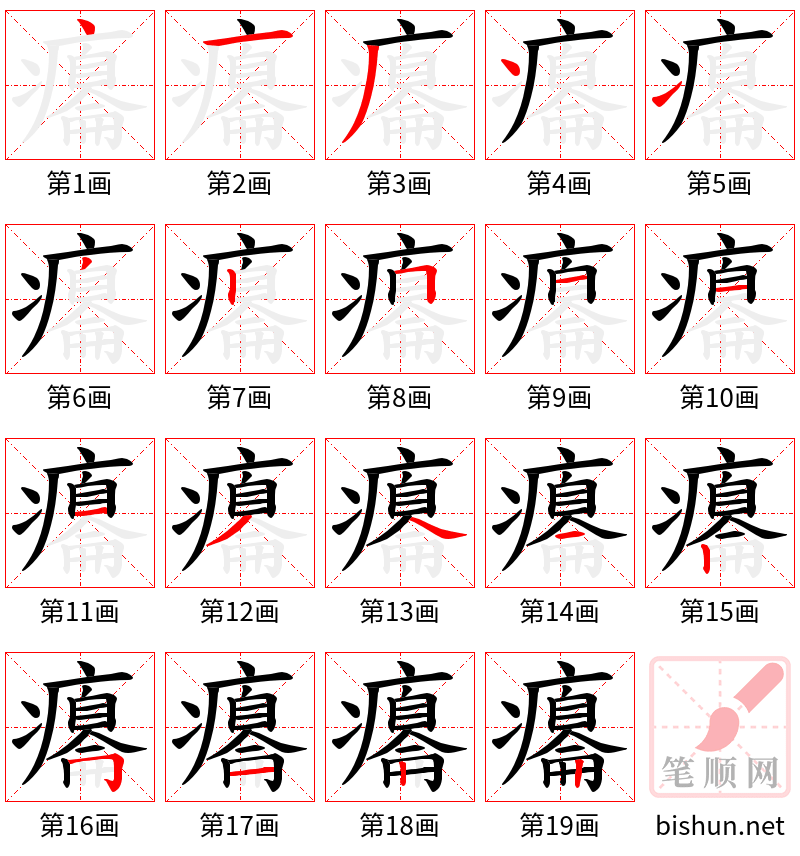 癟 笔顺规范