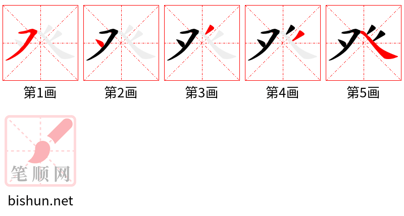 癶 笔顺规范