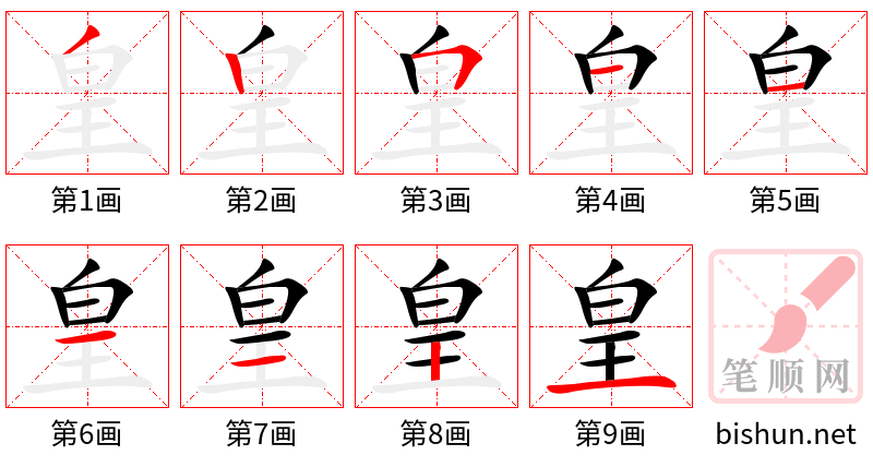 皇 笔顺规范