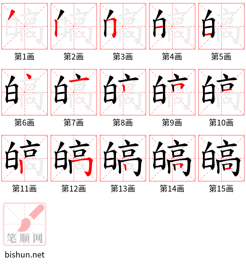 皜 笔顺规范