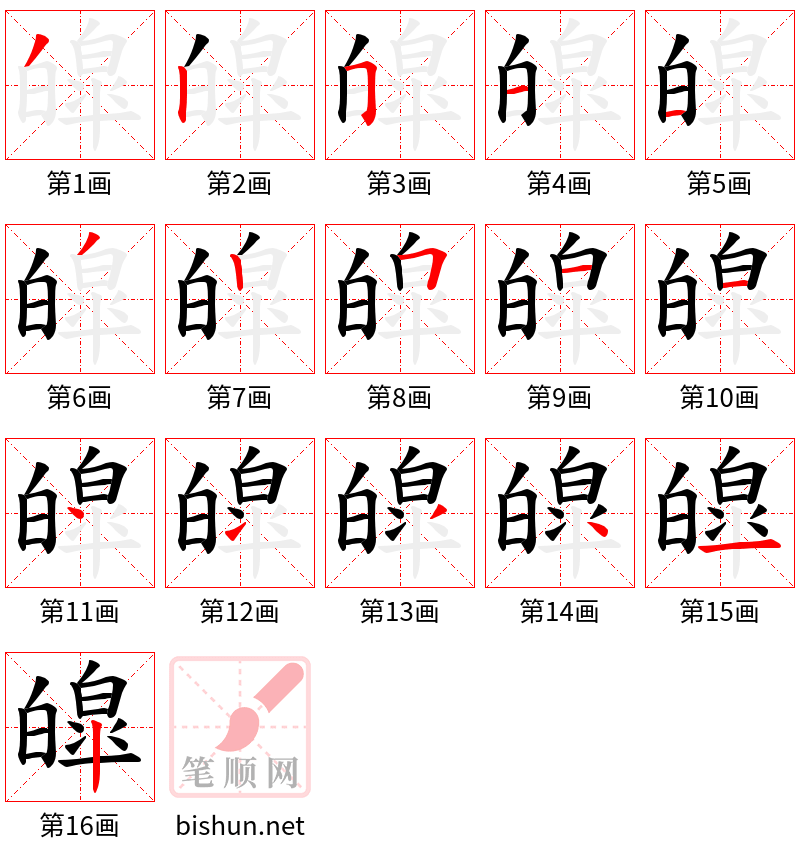 皡 笔顺规范