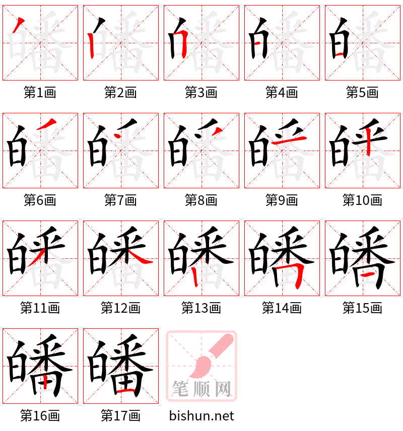 皤 笔顺规范