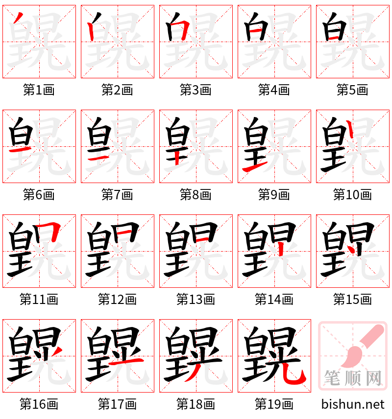 皩 笔顺规范