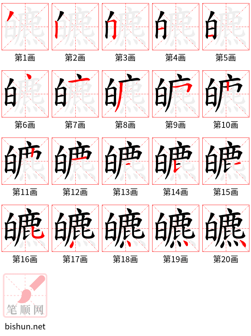 皫 笔顺规范