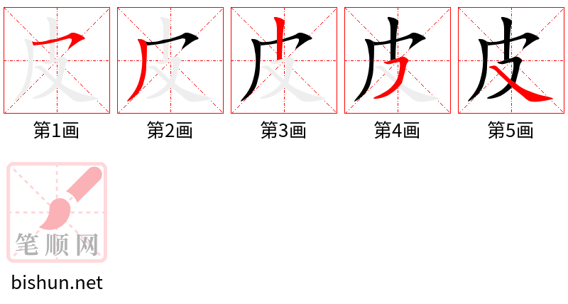 皮 笔顺规范