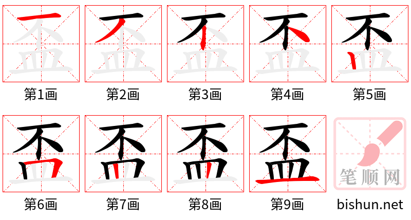 盃 笔顺规范