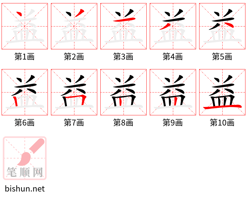 益 笔顺规范