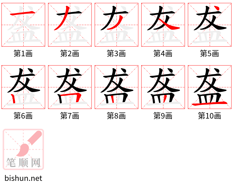 盋 笔顺规范