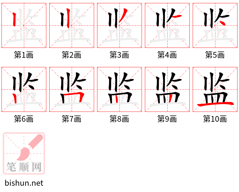 监 笔顺规范