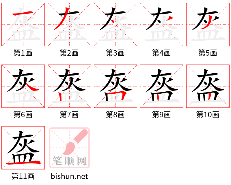 盔 笔顺规范