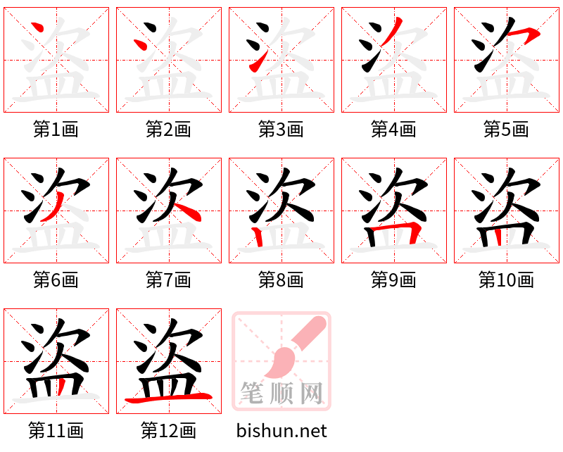 盜 笔顺规范