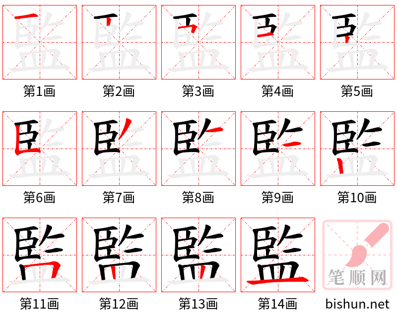 監 笔顺规范