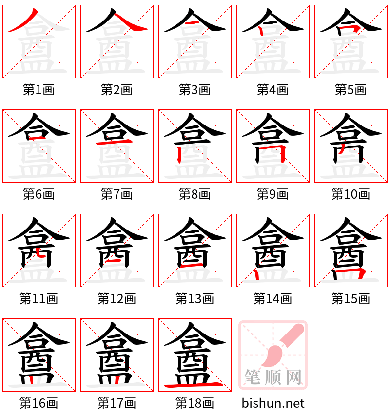 盫 笔顺规范