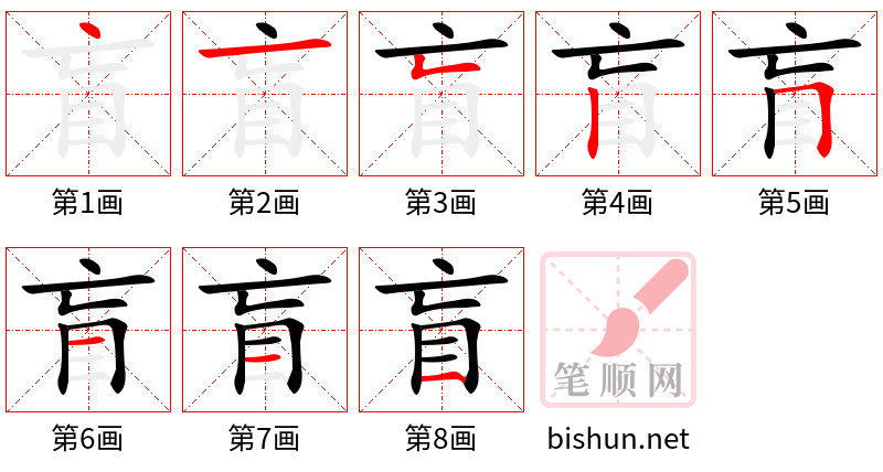 盲 笔顺规范