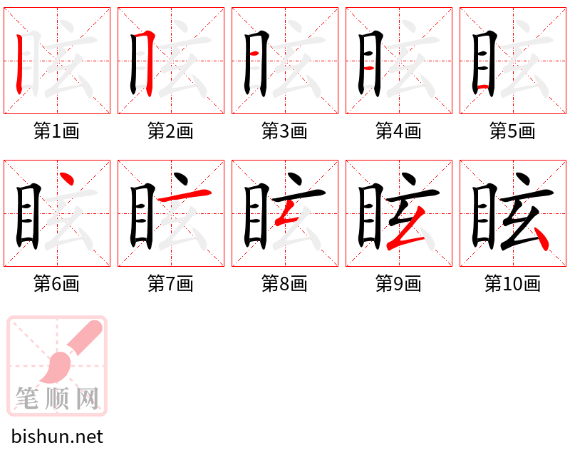 眩 笔顺规范