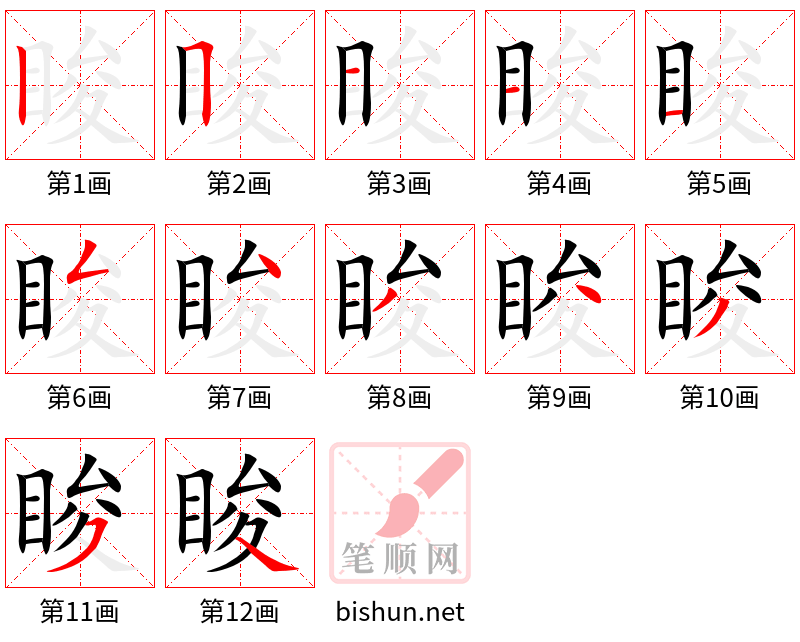 睃 笔顺规范