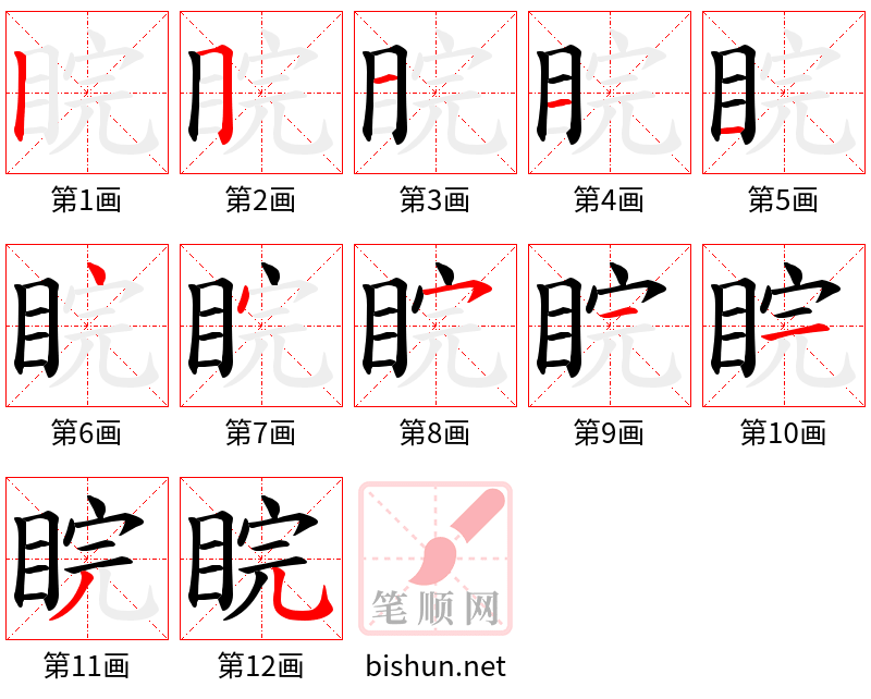 睆 笔顺规范