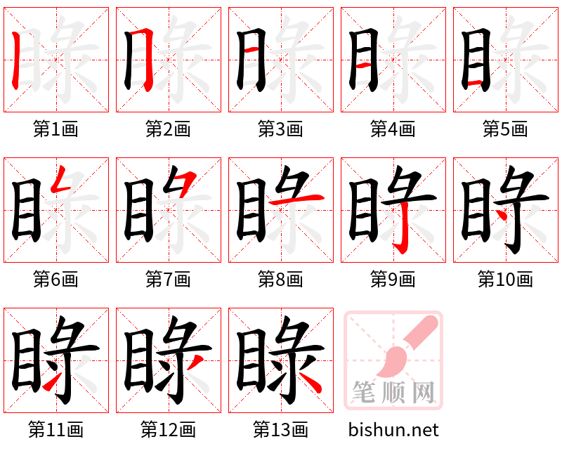 睩 笔顺规范