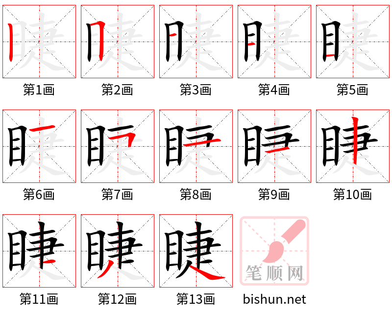 睫 笔顺规范