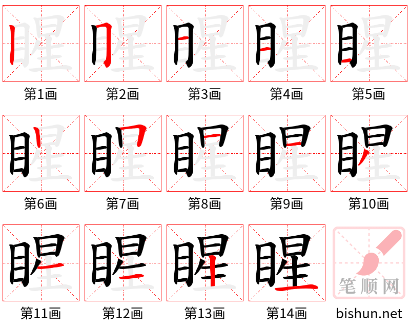 睲 笔顺规范