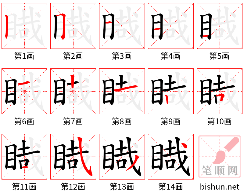 睵 笔顺规范