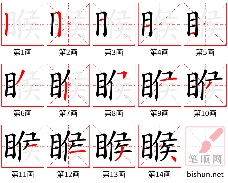 睺 笔顺规范