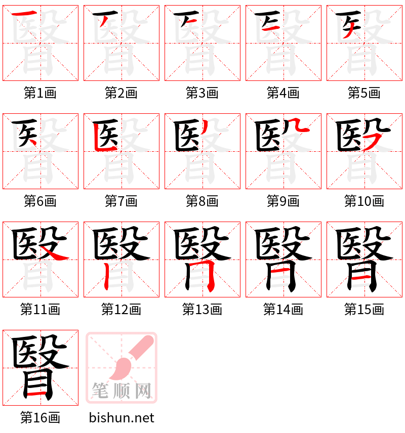 瞖 笔顺规范