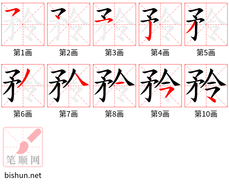 矝 笔顺规范