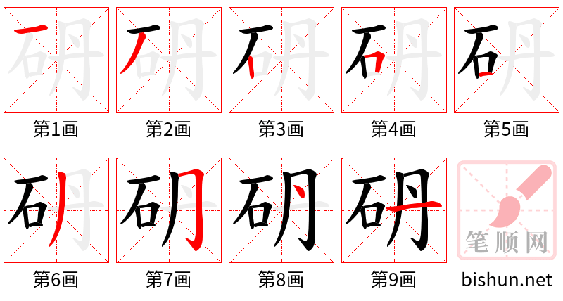 砃 笔顺规范