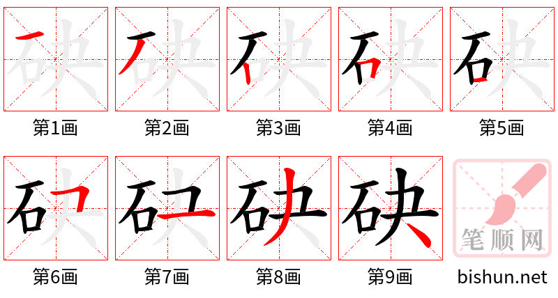 砄 笔顺规范