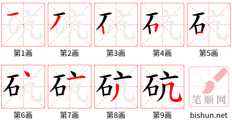 砊 笔顺规范