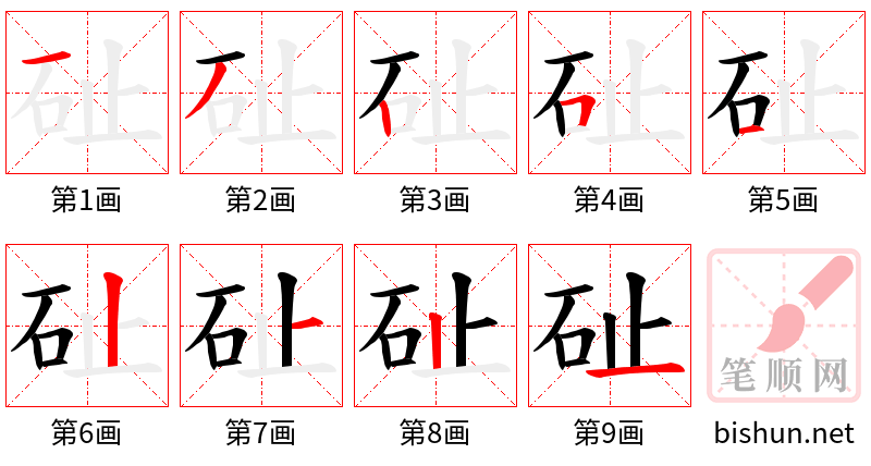 砋 笔顺规范