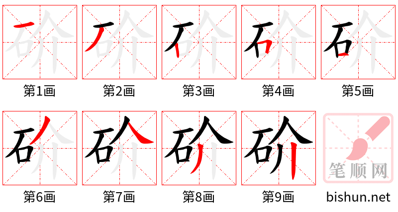 砎 笔顺规范