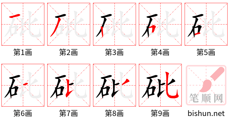 砒 笔顺规范