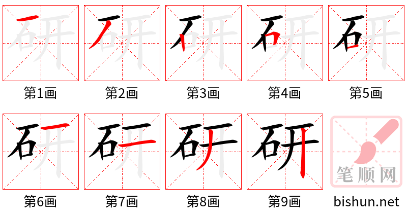 研 笔顺规范