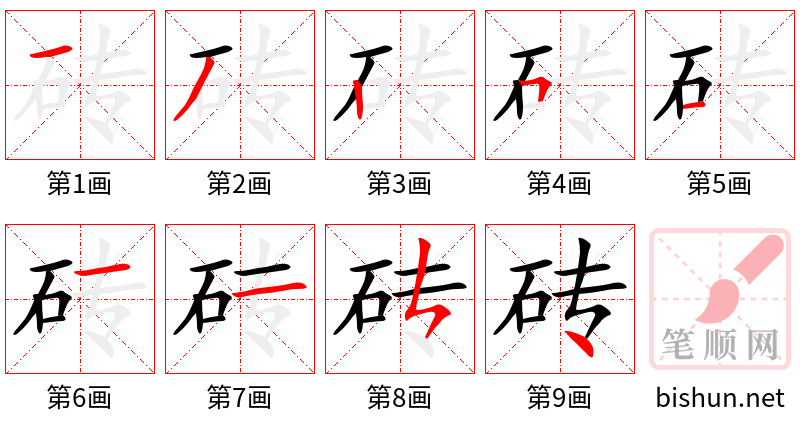 砖 笔顺规范