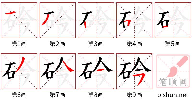 砛 笔顺规范