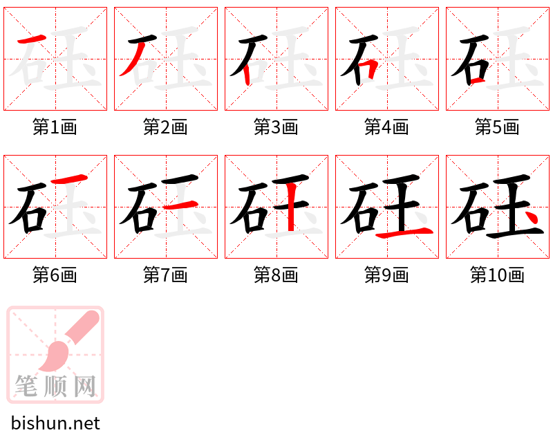 砡 笔顺规范